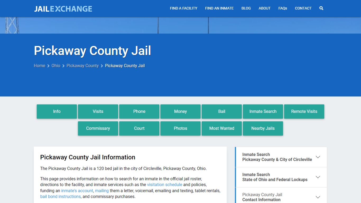 Pickaway County Jail, OH Inmate Search, Information